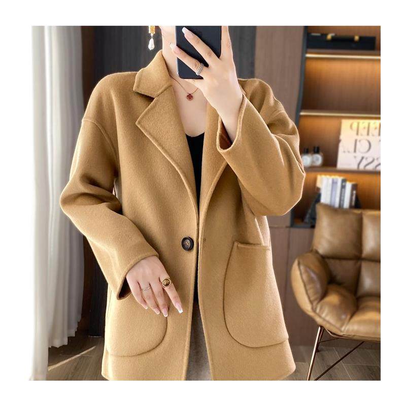 羊毛双面呢羊毛大衣女士短款气质韩系冬季一粒扣宽松毛呢子外套女,淘宝优惠券,粉丝福利购,淘宝优惠卷