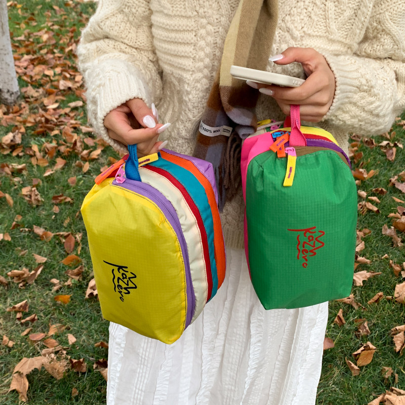 多巴胺撞色化妆包三层分隔新款便携护肤品洗漱用品收纳韩系手拿包,淘宝优惠券,粉丝福利购,淘宝优惠卷