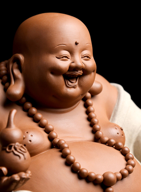 弥勒佛摆件大肚开心佛菩萨招财家用客厅供奉笑佛佛像德化陶瓷