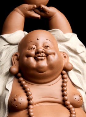 鸿运当头弥勒佛摆件大肚开心佛菩萨招财家用客厅供奉佛像德化陶瓷