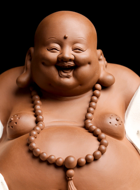 弥勒佛摆件大肚开心佛菩萨招财家用客厅供奉笑佛佛像德化陶瓷