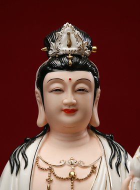 陶瓷华严三圣普贤文殊菩萨观音佛像如来三宝佛菩萨供奉摆件装饰品