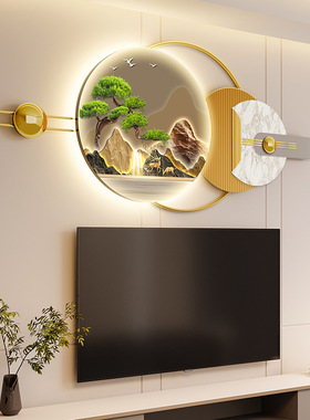 电视机墙挂画led发光装饰壁画石来运转感 影视墙吉祥寓意挂画