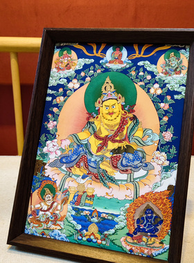 唐卡黄财神大黑天佛像挂画桌面摆台观音菩萨发财招财玄关装饰画