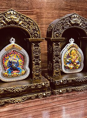 文创佛像背光支巴扎迷你嘎乌盒底座擦擦唐卡底座佛堂茶室摆件