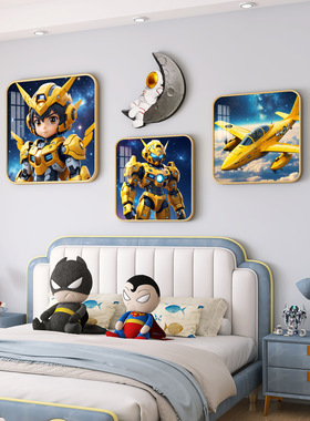 现代男孩儿童房装饰画女孩卧室床头背景墙挂画太空宇航员挂墙壁