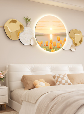 新款卧室挂画LED发光装饰画床头壁画石来运转民宿酒店墙面挂画