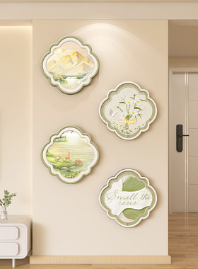 北欧奶油风玄关装饰画创意走廊过道挂画感电视背景墙组合壁画