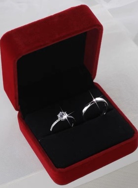 仿真钻戒情侣开口可调对戒高级感