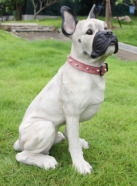 可爱法斗动物模型雕塑家居装饰乔迁礼物仿真法国斗牛犬看门狗摆件