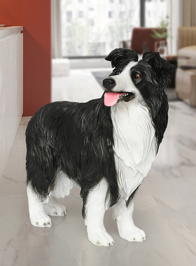 仿真牧羊犬手办模型边境可爱小狗边牧摆件家居客厅装饰树脂工艺品