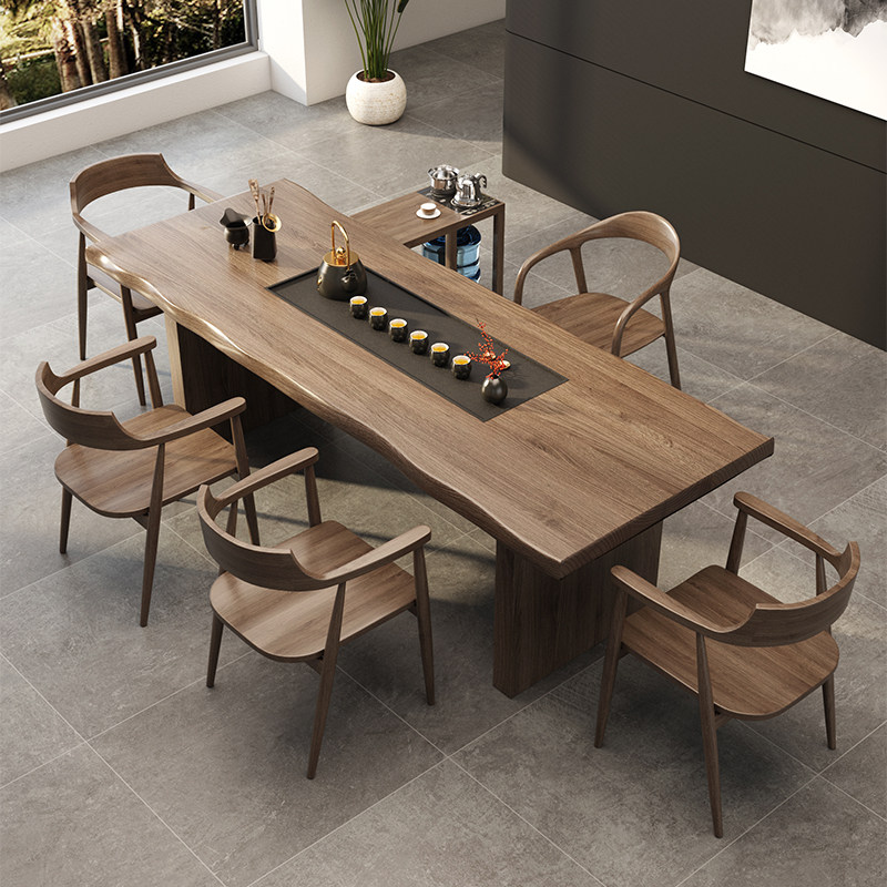 实木茶桌茶盘一体泡茶桌椅组合后现代简约办公室功夫茶台原木大板,淘宝优惠券,粉丝福利购,淘宝优惠卷