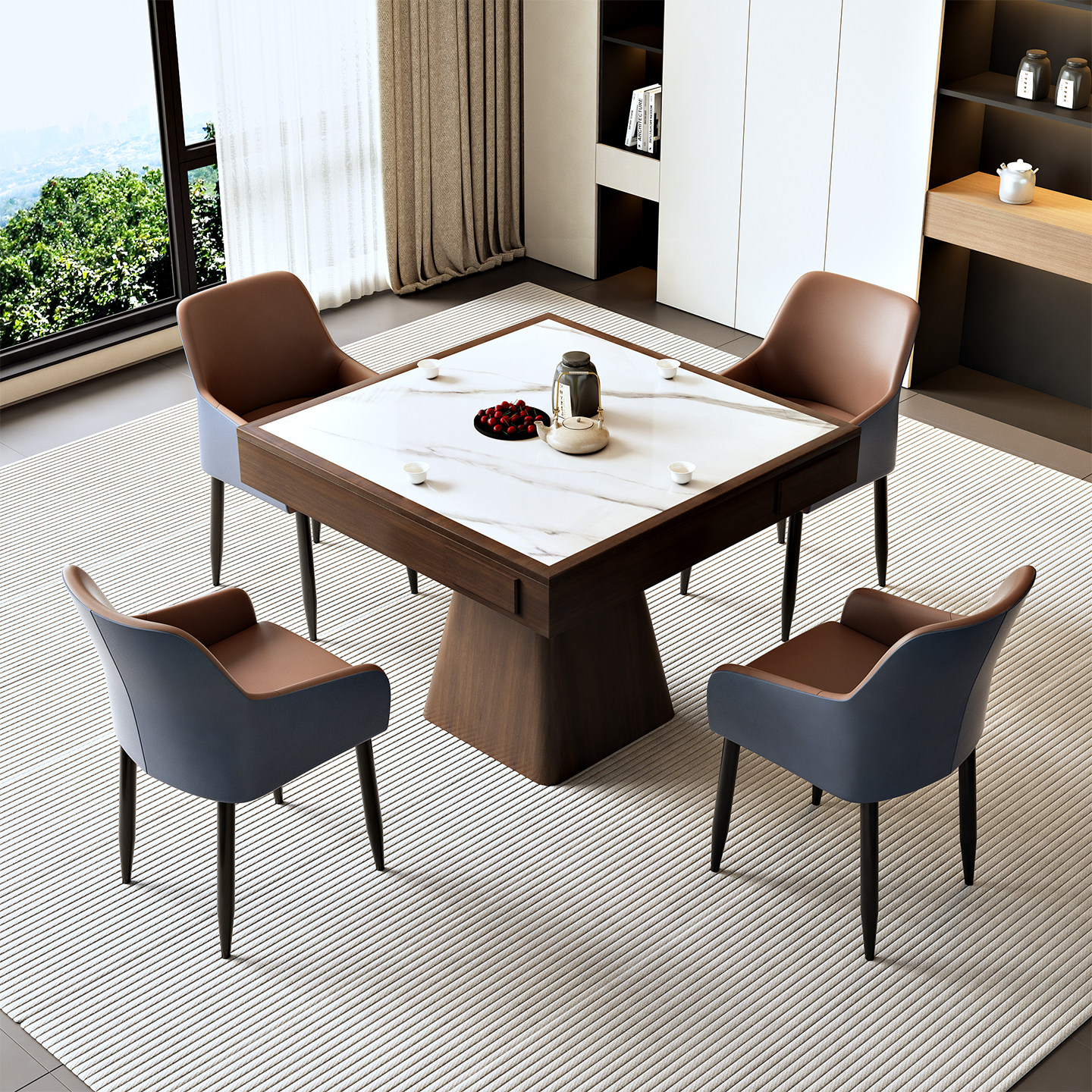 实木岩板高端正方形餐桌椅组合新中式客厅棋牌桌掼蛋专用桌八仙桌,淘宝优惠券,粉丝福利购,淘宝优惠卷