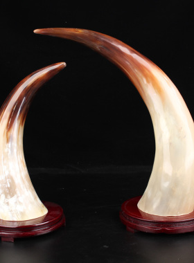 天然牛角摆件家居饰品中式客厅玄关书房电视柜办公室摆设招财乔迁