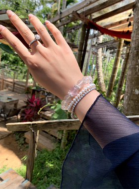 极简风百搭松紧卡扣珍珠手链