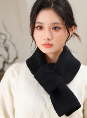 2026新款交叉围巾女新年红色复古