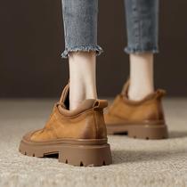 Retro thick bottom Martin boots womens single boots 2023 fall new rhubarb boots Soft bottom genuine leather Inn wind exploits short boots