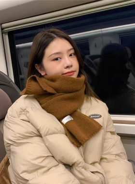 韩版ins保暖纯色围巾女秋冬季百搭时尚学生针织小围脖男新款毛线