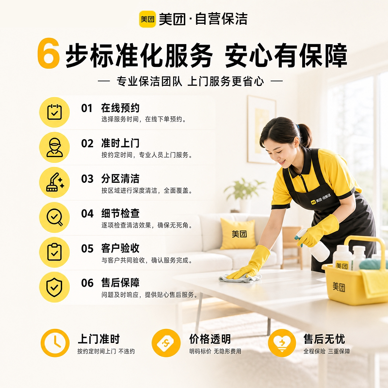 美团保洁日常保洁2小时上门家政服务