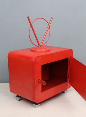 复古电视机模型摆件铁艺影院酒店铺装饰摆设道具家居创意怀旧