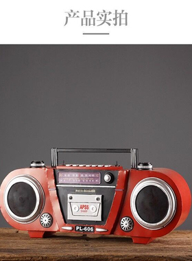 仿真老式磁带录音机复古收音机模型摆件酒吧餐厅咖啡店装饰品摆件
