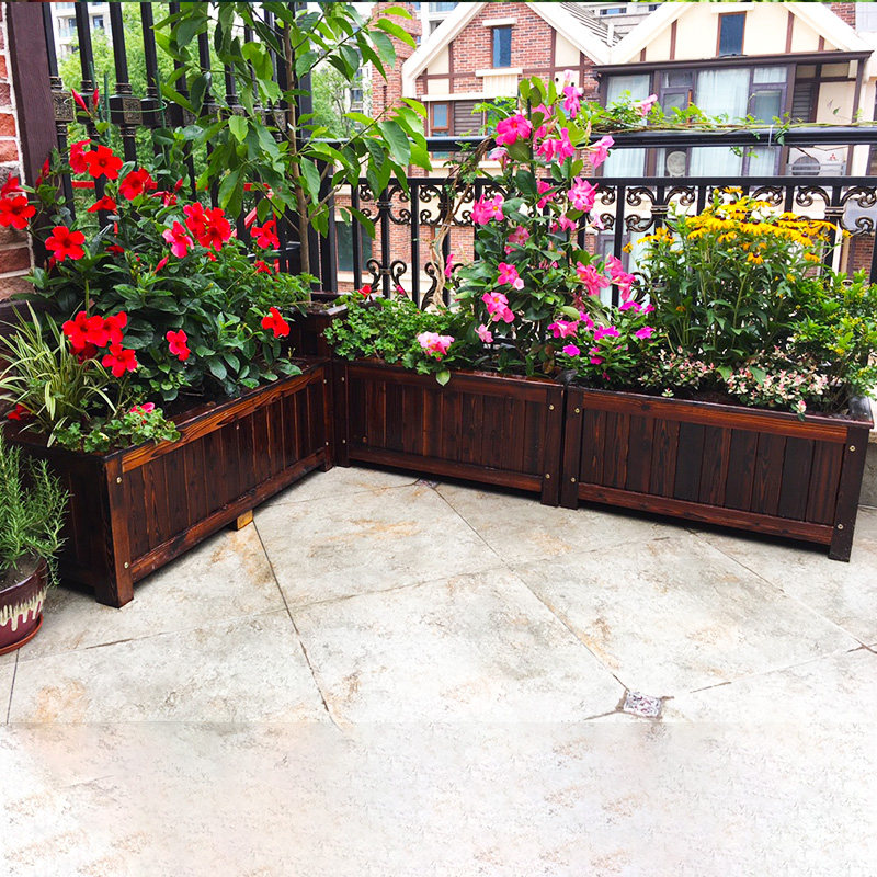 防腐木花箱户外庭院种菜箱碳化实木花盆室外特大号花槽阳台种植箱