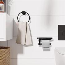 Toilet paper rack and towel ring matt black bathroom accessories wall-mounted 4 pieces custom