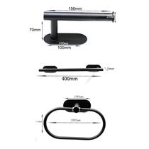 Perforated Black Stainless Steel Bathroom Wool Towel Rack Bathroom Pendant Paper Towel Rack Towel Rod Containing Shelve