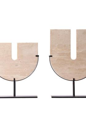 现黄代创石意新中式洞样大理石铁艺摆件板房1051玄关售楼处别墅装