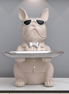 国斗428X像牛犬雕像托盘与雕法塑桌子存储雕装饰硬币纸币抽象艺术