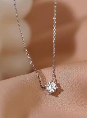 S925纯银经典四爪锆石项链女轻奢高级感小众简约百搭气质锁骨链
