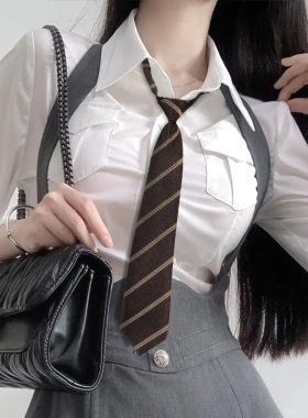棕色领带学院风jk日系懒人免打