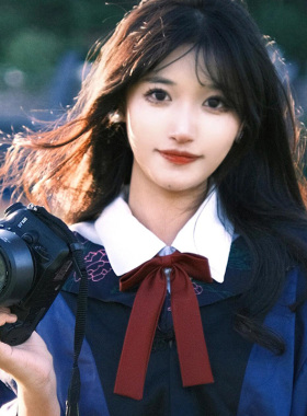 酒红色毕业照jk领结学士服