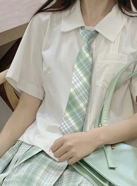 雪松jk绿色领带女学院风