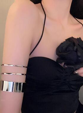 金属臂环饰品女银色手大