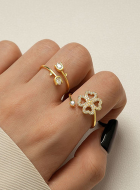 sweetpeeps四叶草戒指女轻奢