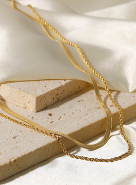 甜美女款双层叠戴锁骨链