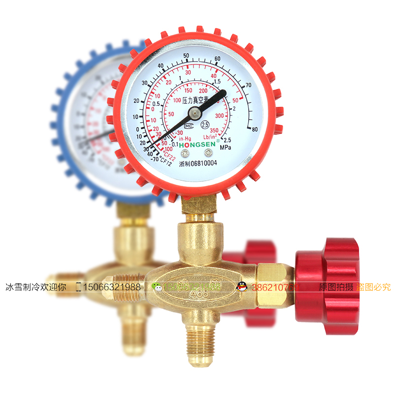 直销鸿森空调加液表单表阀R12R22R134R410雪种加氟表阀高低压力表-图2