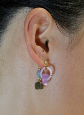LU-LAN Jewelry｜原创设计新中式手工制作国风紫色木质清冷耳钉