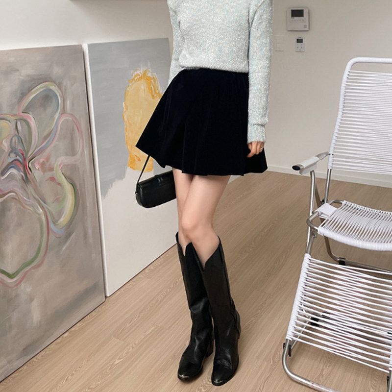 花铭秋冬a字蓬蓬黑色显瘦半身裙 花铭半身裙