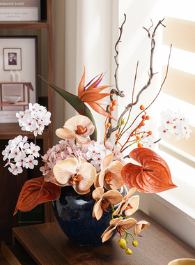 油画风花艺客厅餐桌仿真花