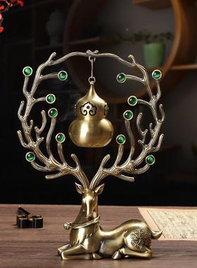 福禄双全中IB098式熏香吊炉摆件创意角家新居小鹿茶室书房玄桌关