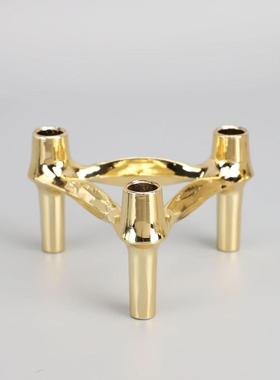 25新款复古摆件创意分子结构金属组合设计师样板间简约拼接烛台