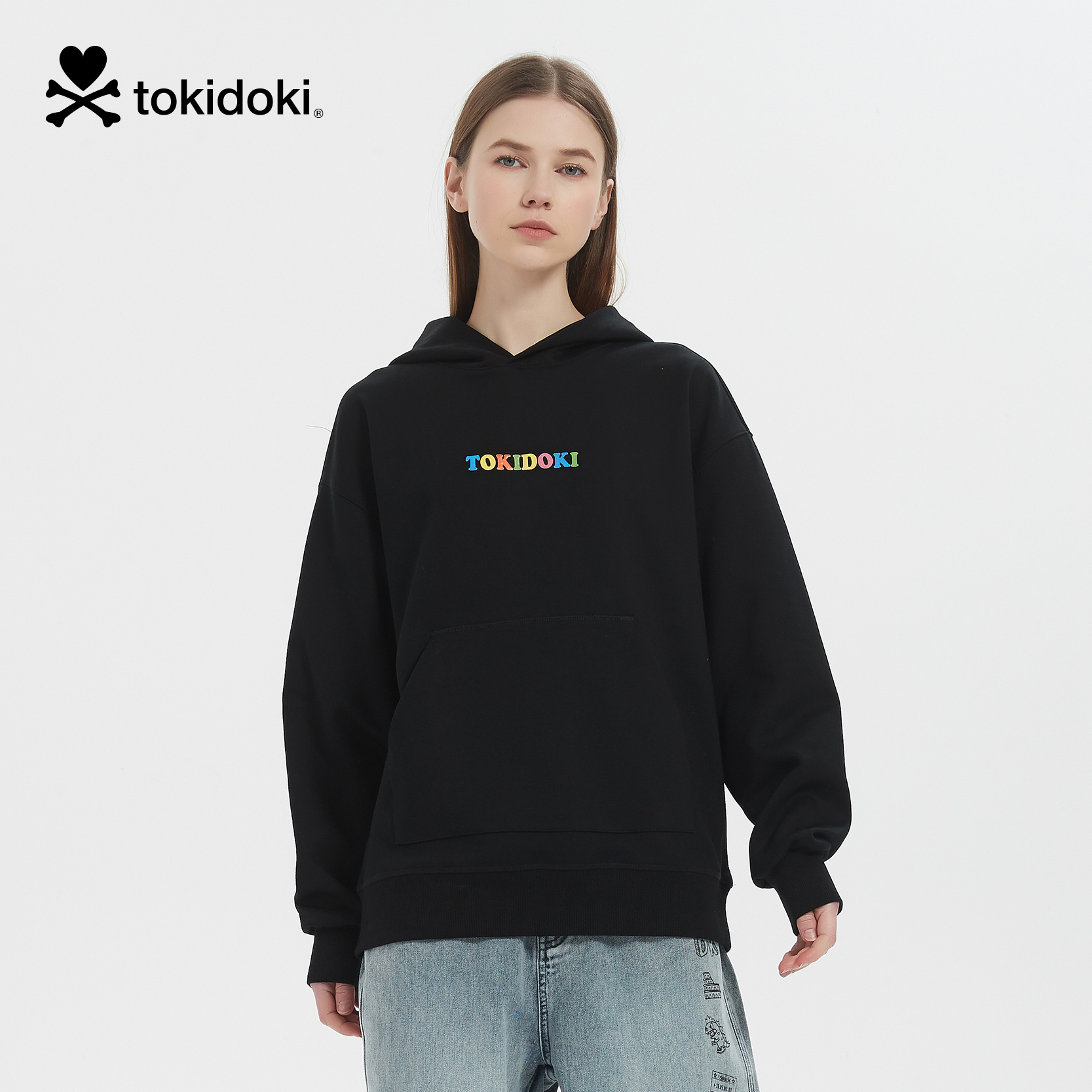 tokidoki春季美式复古连帽情侣卫衣宽松潮牌印花上衣外套男女款 - 图2