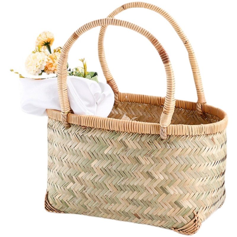 篮子手提式买菜篮子编织竹编手提篮天然收纳家用水果竹制品纯手工,淘宝优惠券,粉丝福利购,淘宝优惠卷