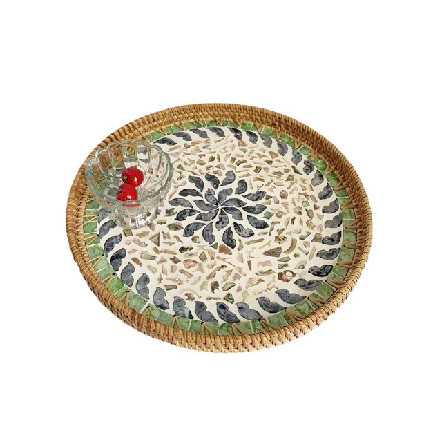 Shell tray cool color round storage tea tray large