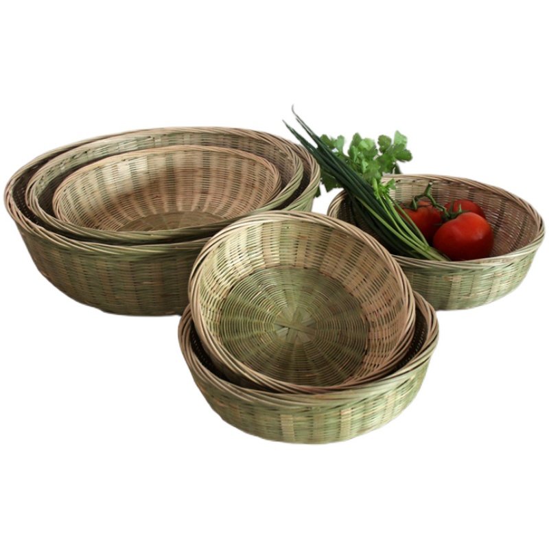 竹编篮手工制品馒头收纳家用沥水洗菜圆形耐用大中小号一套装结实,淘宝优惠券,粉丝福利购,淘宝优惠卷