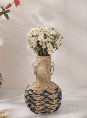 手工编织纸绳材质装饰花瓶室内干花仿真花装饰花瓶家居创意摆件