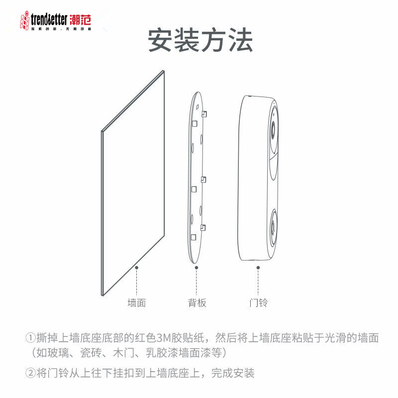 赢潜 适用360智能可视门铃背板背胶移动备用D819/5pro替换底座1P背胶背板贴 - 图3