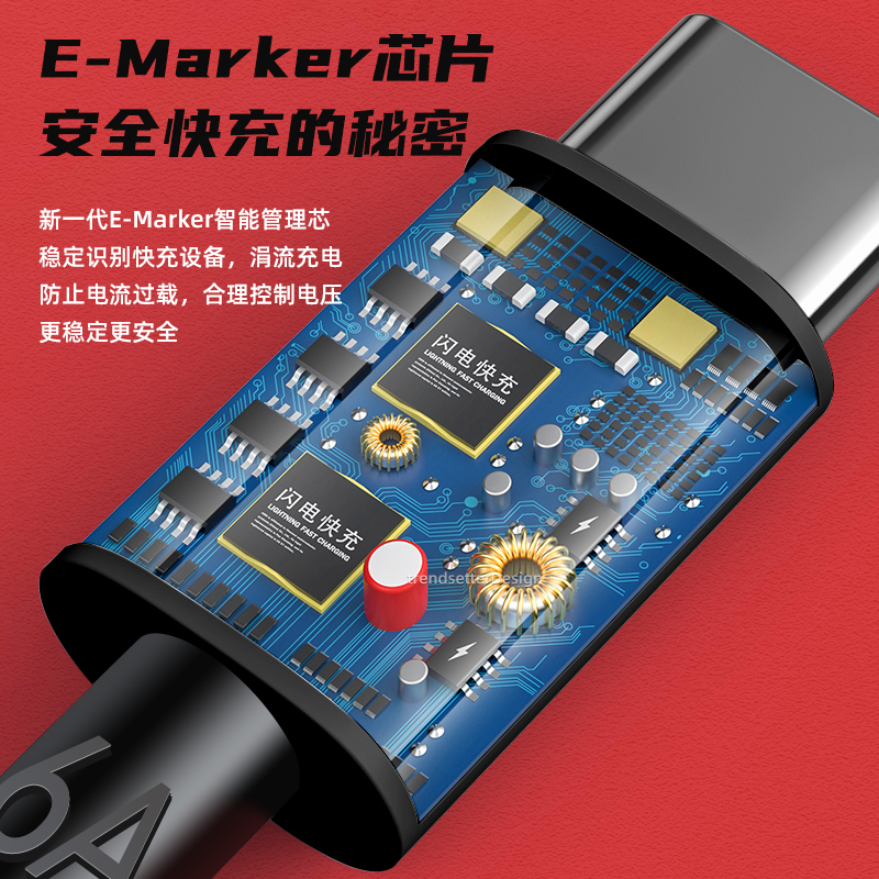 赢潜 适用努比亚红魔8/8pro数据线165W/80W快充z50/z40spro手机双type-c充电线6A闪充 - 图3